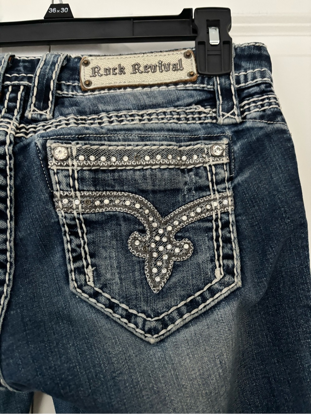 Rock Revival Dark Blue Embellished Boot-Cut Jeans
